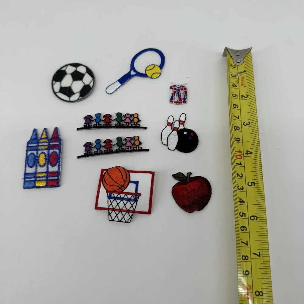Vintage Sports & School Embroidered Iron On Patch Lot Soccer Basketball Bowling